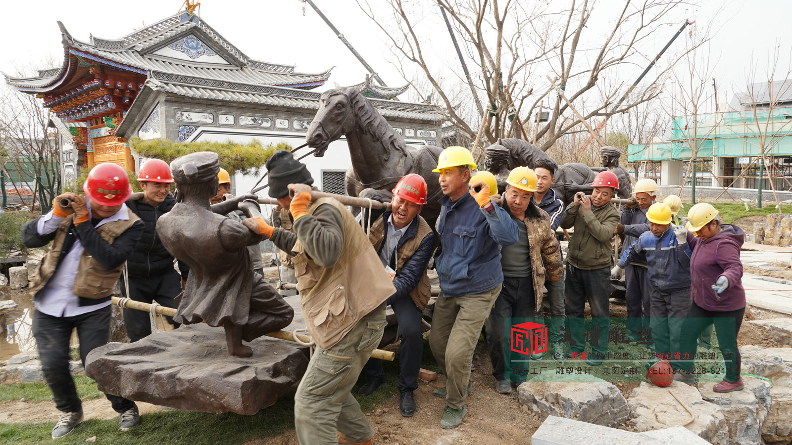 铸铜马帮主题雕塑,户外景区公园小品,青铜人物雕塑加工厂