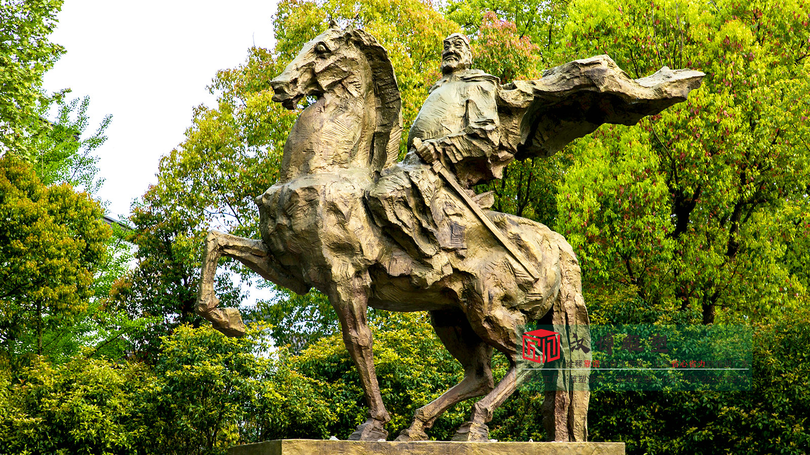 铸铜古代骑马将军雕塑,户外公园广场景观小品,青铜人物雕塑加工厂