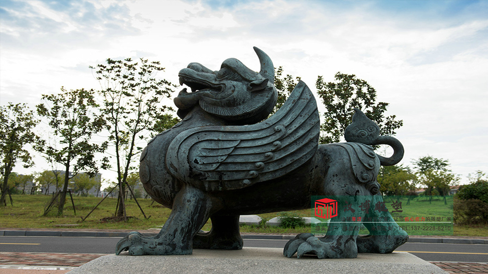 铸铜古代神兽独角兽雕塑,大型广场公园景观小品,黄铜动物雕塑加工厂