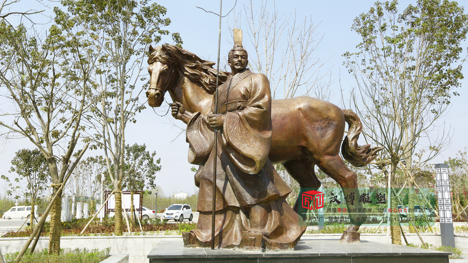 铸铜古代将军骑马雕塑,户外广场公园景观,青铜马雕塑源头工厂