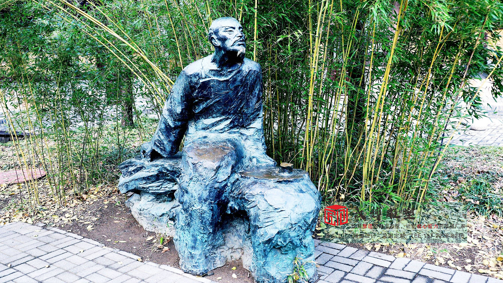 黄铜曹雪芹人物雕塑,户外景区景观小品,青铜名人雕塑