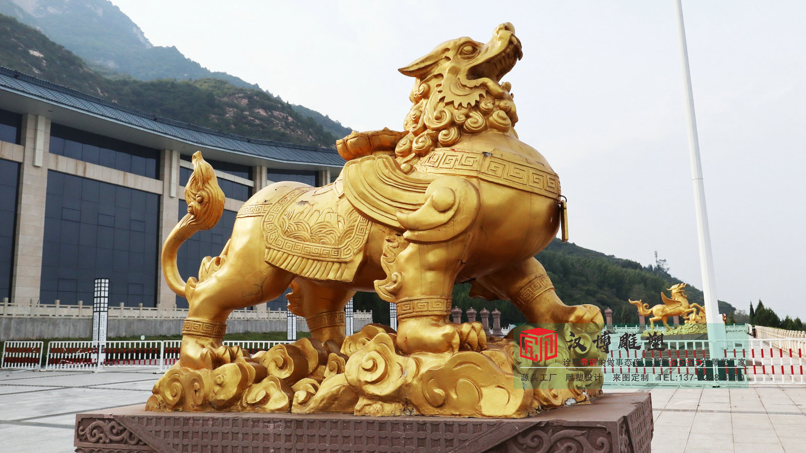 黄铜瑞兽雕塑定制,大型城市园林景观,黄铜动物雕塑加工厂