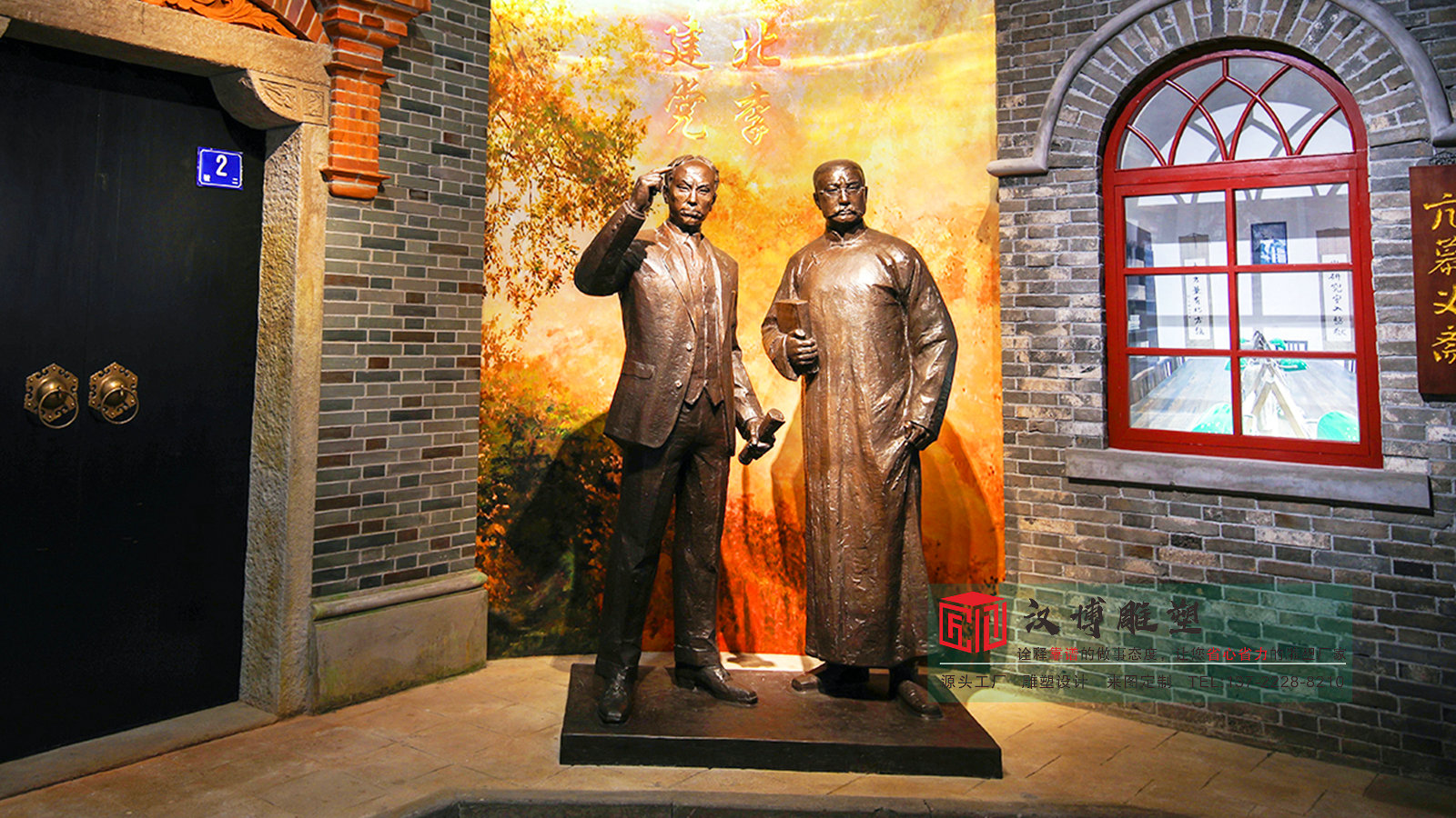 铸铜历史名人伟人雕塑,红色景区景观小品,黄铜人物雕塑加工厂