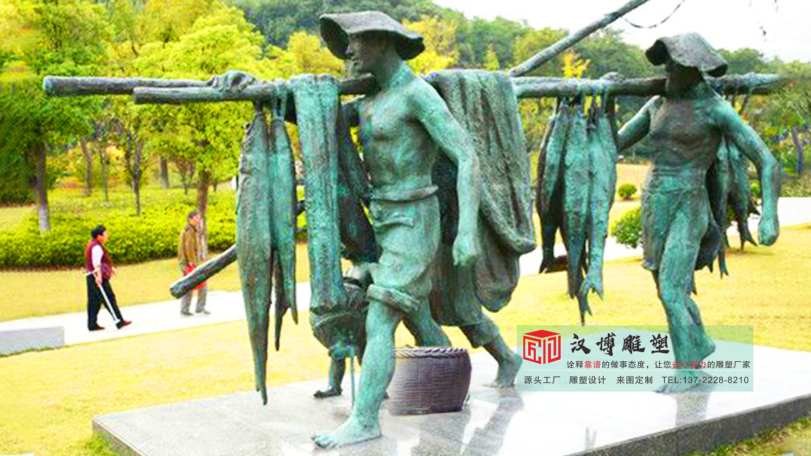 鑄銅漁民主題雕塑,大型景區(qū)公園景觀,青銅人物雕塑廠家定制