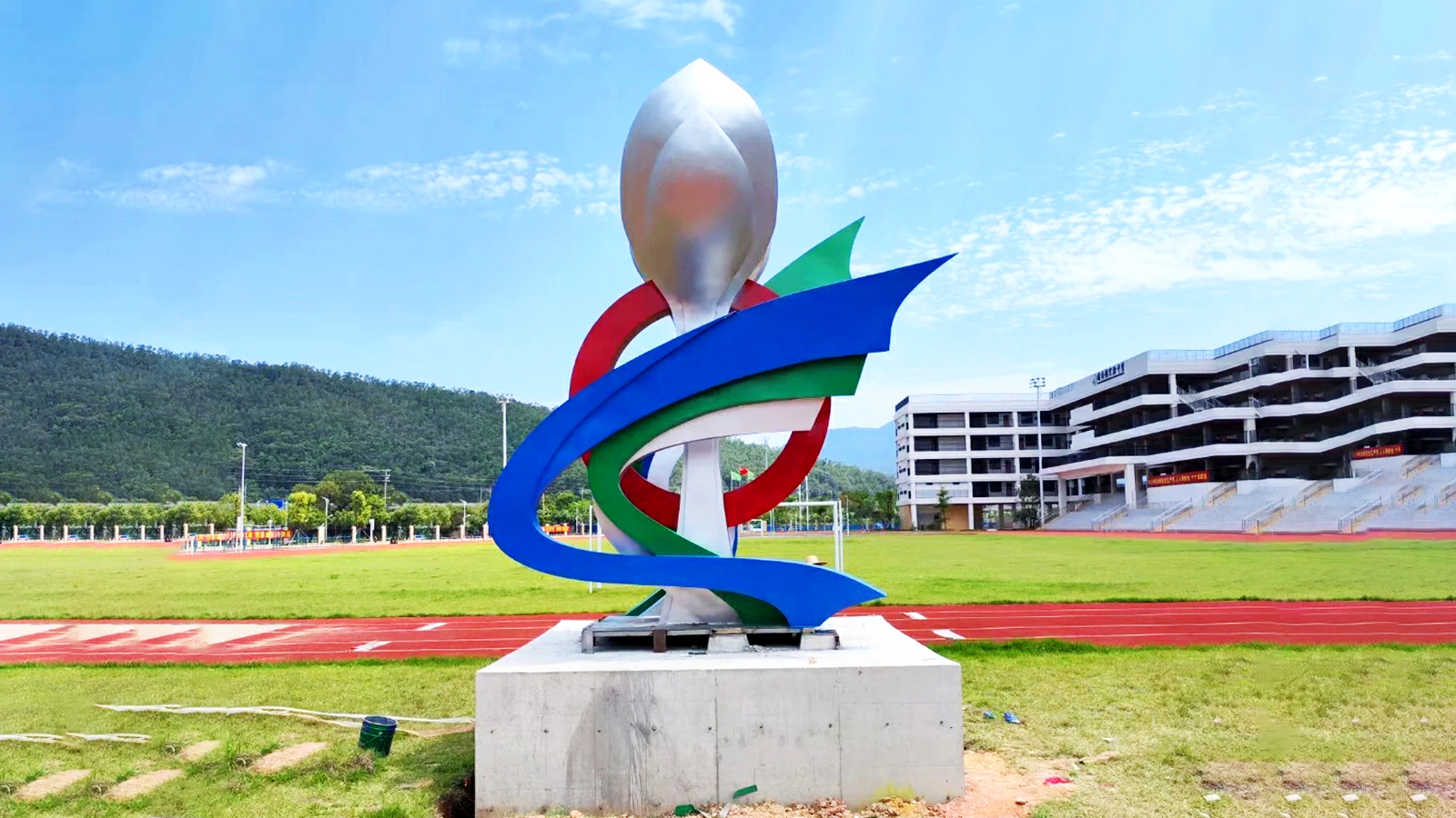 校园地标建筑雕塑.抽象艺术不锈钢雕塑,户外大型景区打卡摆件加工