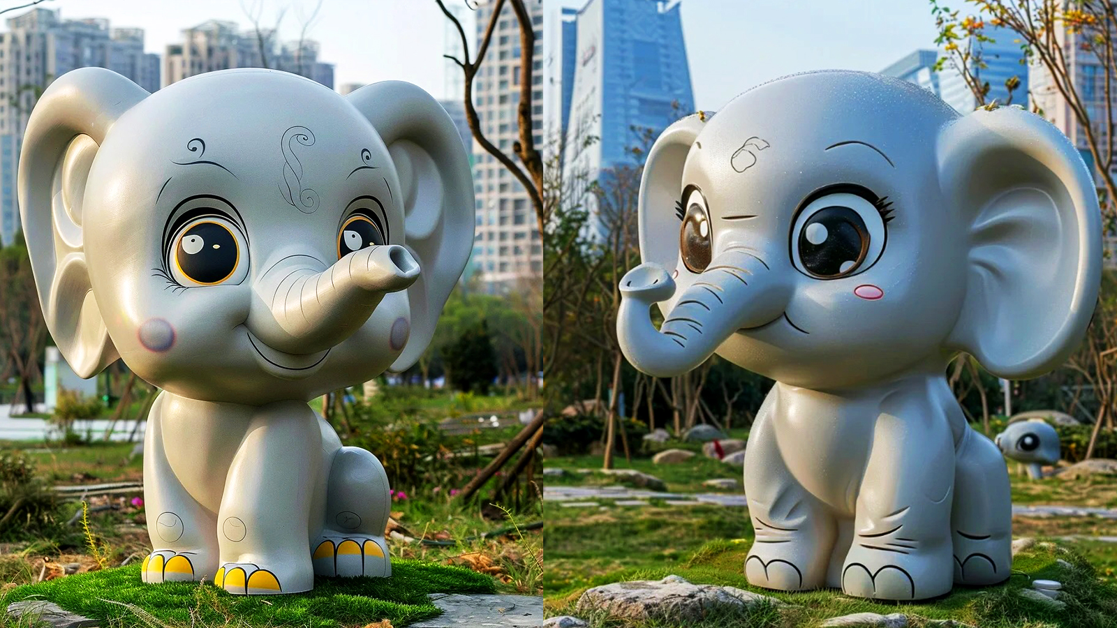 玻璃钢小象加工厂,创意轻奢装饰品定制,动物雕塑厂家