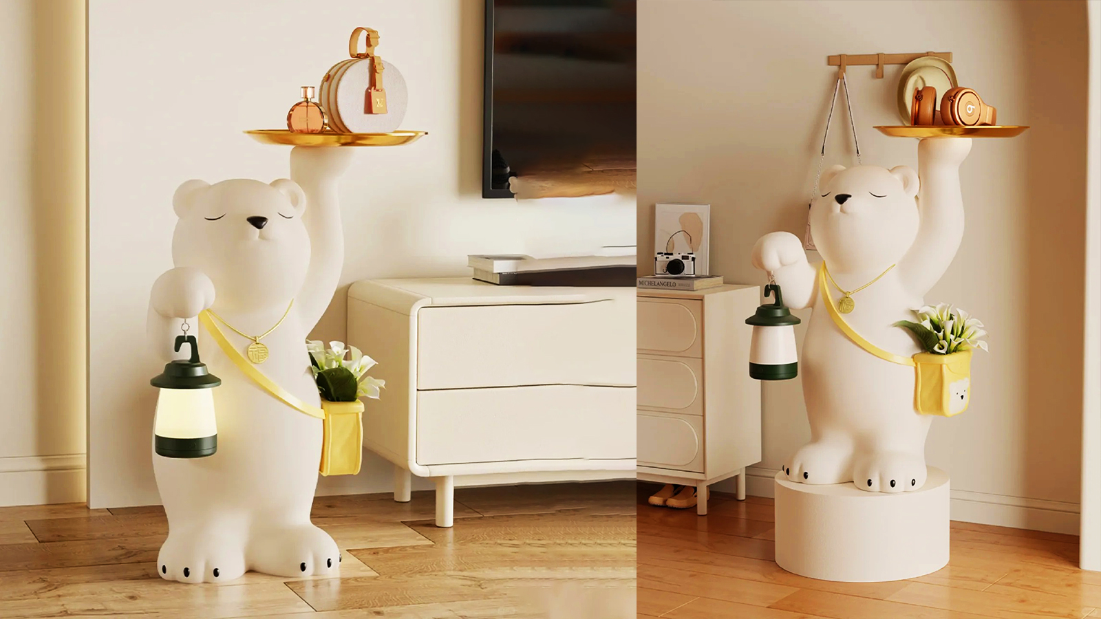 玻璃钢白熊雕塑,室内艺术雕塑,创意装饰卡通雕塑源头