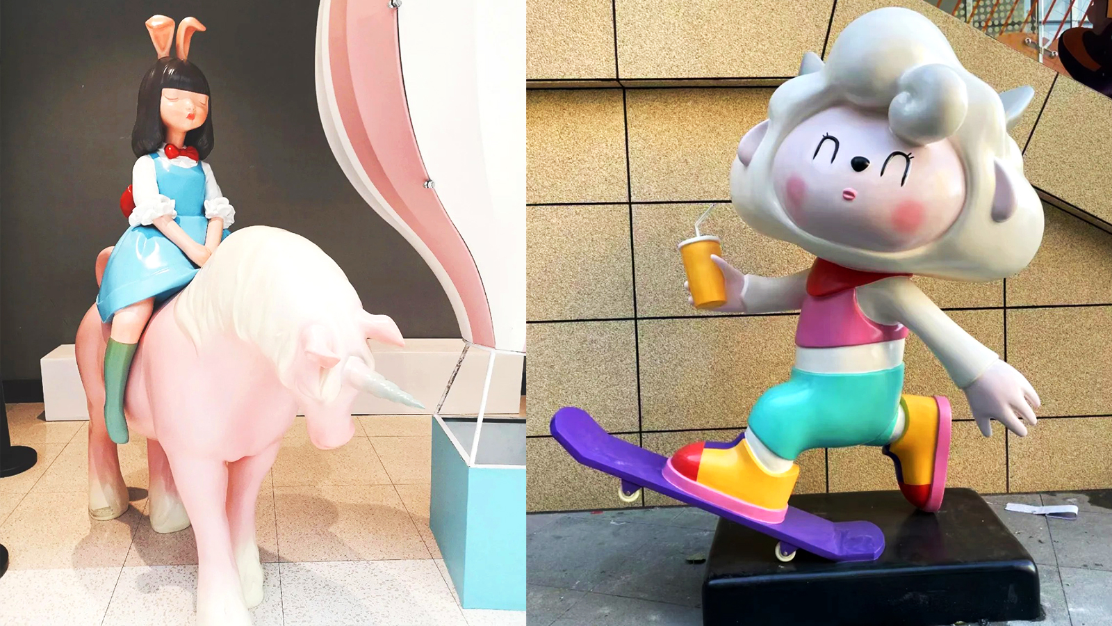 玻璃钢彩绘雕塑工厂,抽象猫艺术件定制,彩绘动物雕塑源头